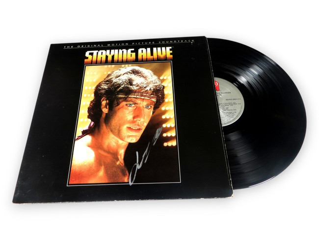 John Travolta Signed Autographed Record Album Cover Staying Alive JSA CF46662