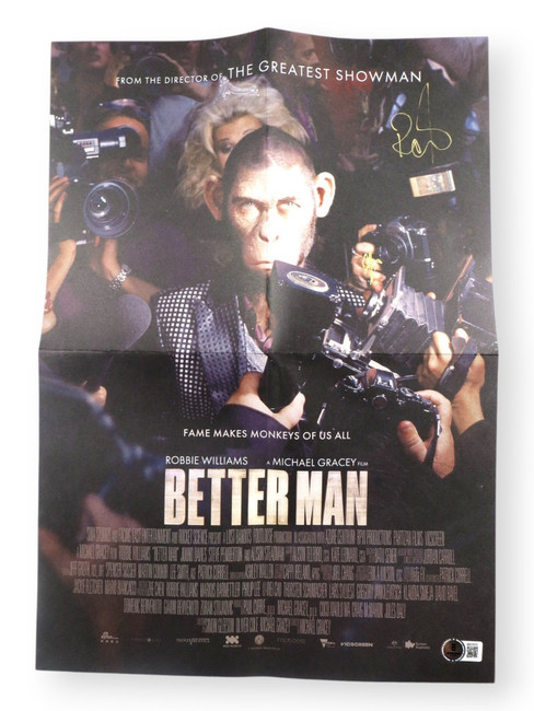 Robbie Williams Signed Autographed Mini Poster Better Man BAS Beckett