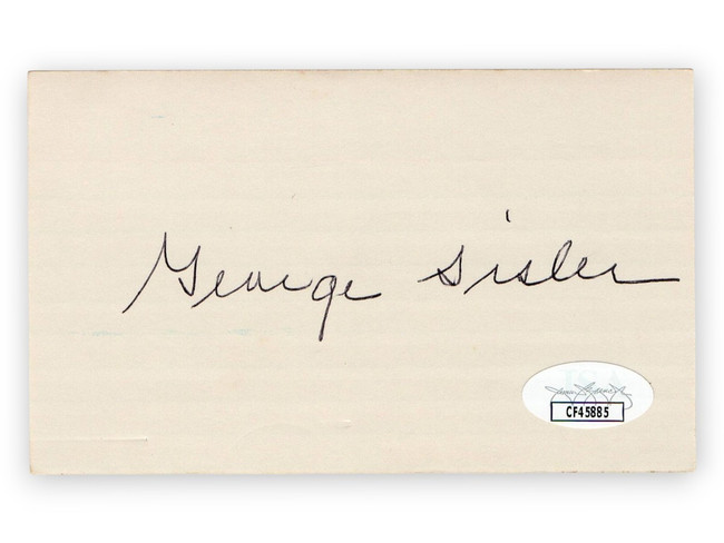 George Sisler Signed Autographed 3X5 Index Card Browns Hall of Famer JSA CF45885