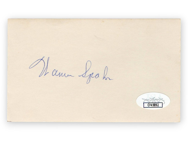 Warren Spahn Signed Autographed 3X5 Index Card Braves Hall of Famer JSA CF45892