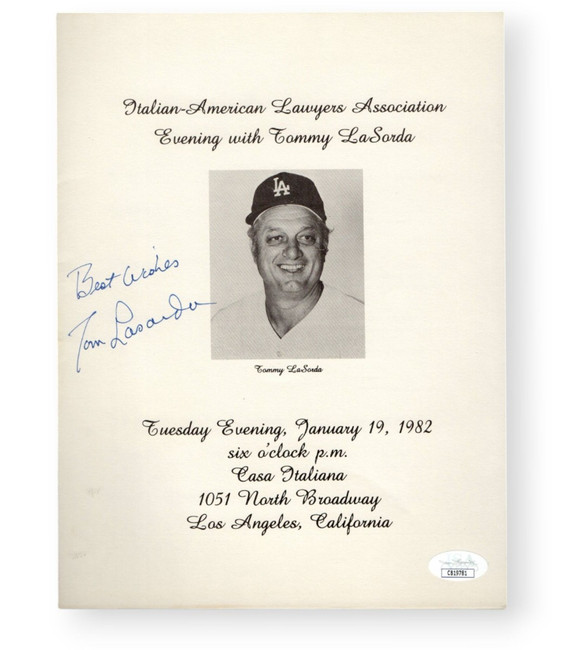 Tommy Tom Lasorda Signed Autographed Event Program Dodgers 1982 JSA CB19781