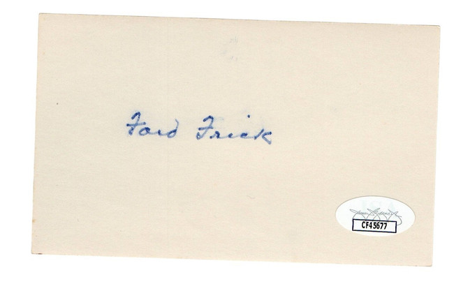 Ford Frick Signed Autographed 3X5 Index Card Baseball Commissioner JSA CF45677