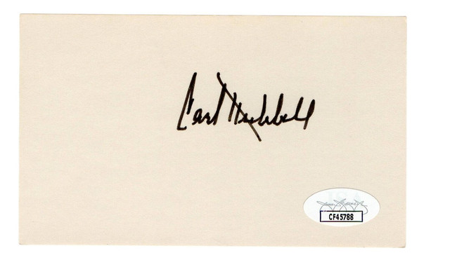Carl Hubbell Signed Autographed 3X5 Index Card Giants Hall of Famer JSA CF45788