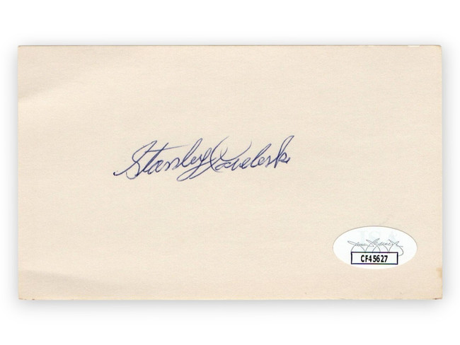 Stan Coveleski Signed Autographed 3X5 Index Card Indians Senators JSA CF45627
