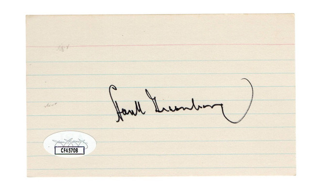 Hank Greenberg Signed Autographed 3X5 Index Card Tigers Hall of Fame JSA CF45708