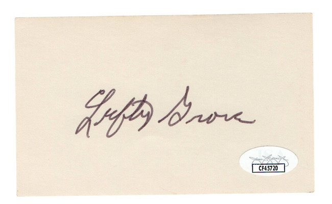 Lefty Grove Signed Autographed 3X5 Index Card A's Red Sox HOFer JSA CF45720
