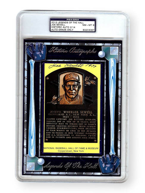 Joe Sewell Signed Autographed Hall of Fame Postcard Auto Grade 8 PSA 2/14