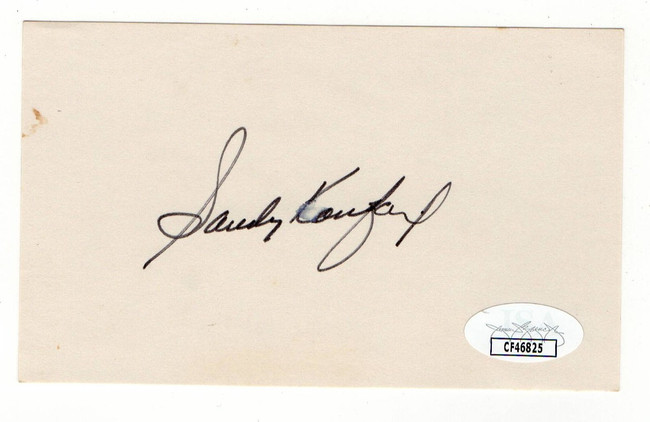 Sandy Koufax Signed Autographed 3X5 Index Card Dodgers Smeared JSA CF46825