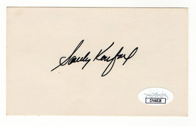Sandy Koufax Signed Autographed 3X5 Index Card Dodgers HOFer JSA CF46828