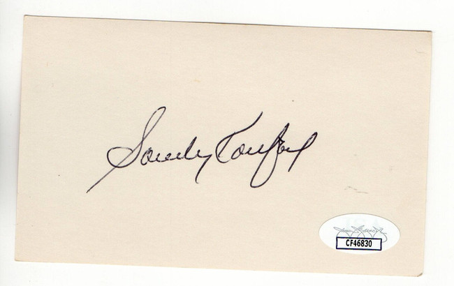 Sandy Koufax Signed Autographed 3X5 Index Card Dodgers HOFer JSA CF46830