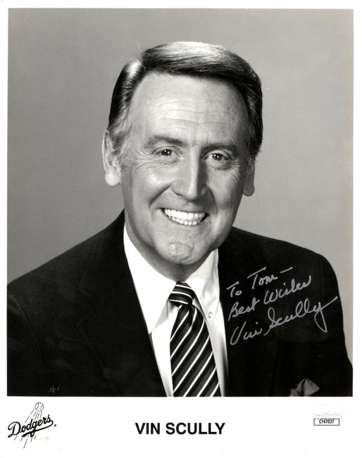 Vin Scully Signed Autographed 8X10 Photo Dodgers Legend "To Tom" JSA CF47037