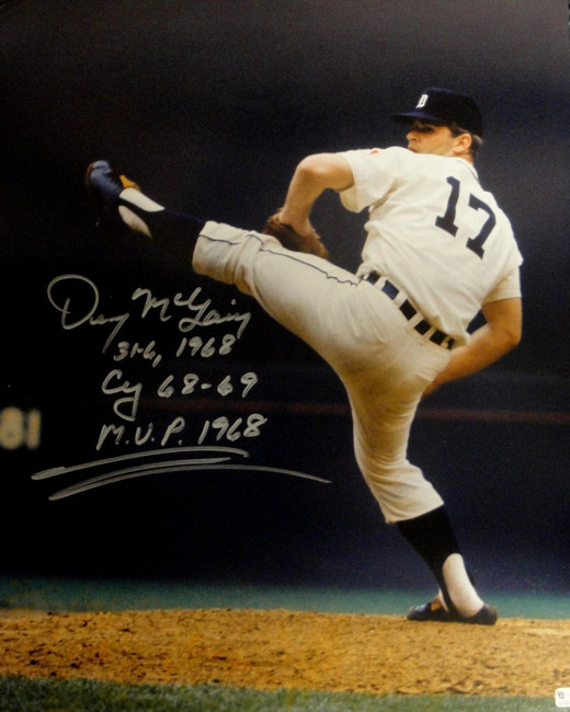 Denny McLain Signed 8X10 Photo MVP 68 Autograph Tigers Over Head Auto COA