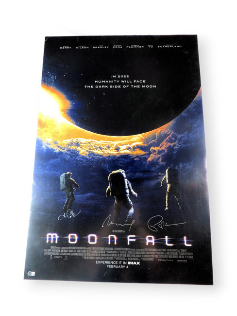 Moonfall Multi Signed Autographed 27X40 Poster Halle Berry Wilson Emmerich BAS