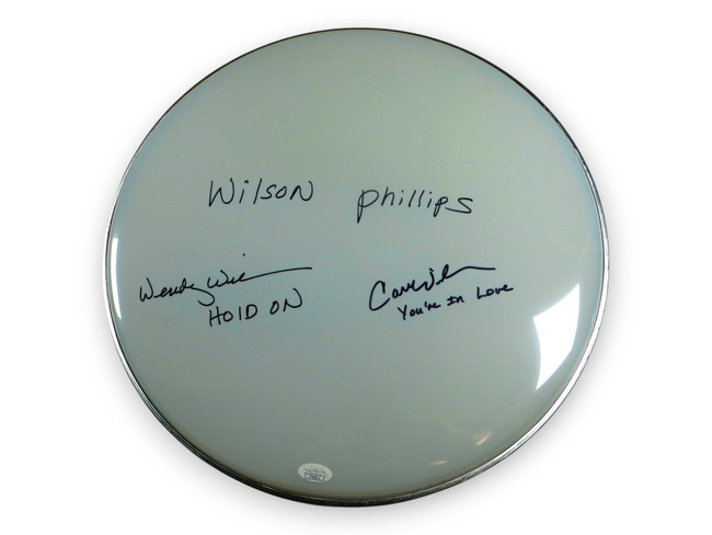 Carnie & Wendy Wilson Dual Autographed 16" Drumhead Wilson Phillips JSA CF46812