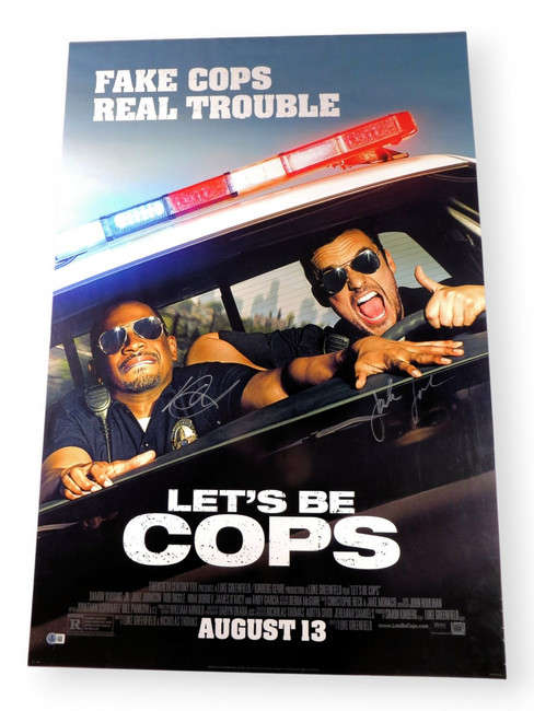 Damon Wayans Jr. Jake Johnson Autographed 27X40 Poster Let's Be Cops BAS BS75453