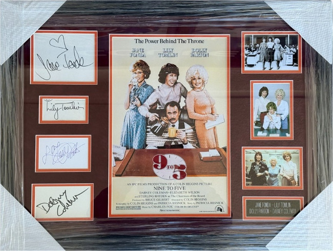 9 To 5 Signed Cast Cuts Jane Fonda Dolly Parton Lily Tomlin +1 Framed BAS