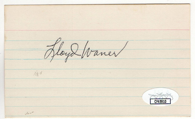 Lloyd Waner Signed Autographed Index Card Pirates Dodgers HOFer JSA CF45910