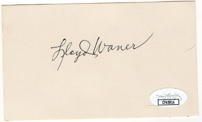 Lloyd Waner Signed Autographed Index Card Pirates Dodgers HOFer JSA CF45914