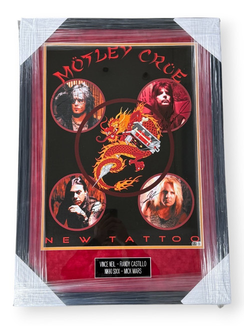 Motley Crue Signed Poster Vince Neil Randy Castillo Nikki Sixx +1 Framed BAS