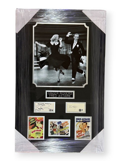 Ginger Rogers Fred Astaire Autographed Cuts Shall We Dance Top Hat Framed BAS