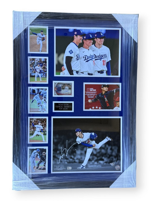 Shohei Ohtani Yamamoto Sasaki Signed Autographed Collage Dodgers Framed PSA