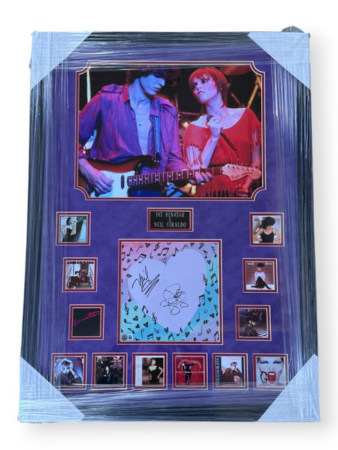 Pat Benatar Neil Giraldo Dual Signed Cut My Grandma And Grandpa Rock Framed BAS