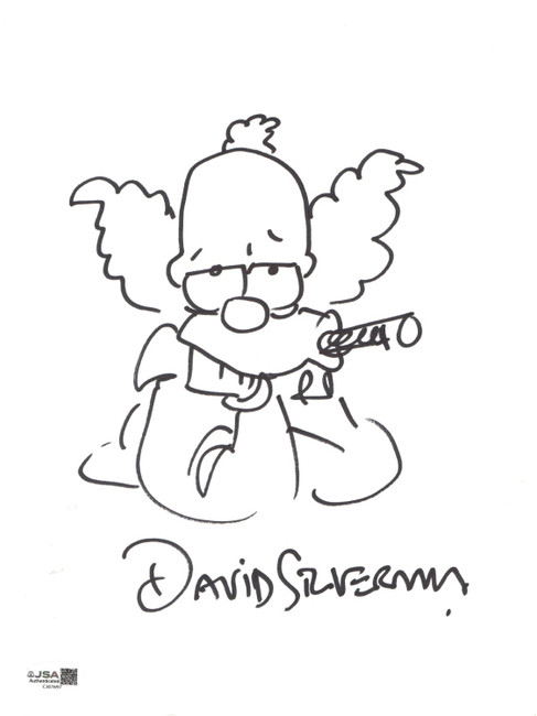 David Silverman Signed Autograph 9X12 Sketch Drawing Simpsons Krusty JSA CJ07697