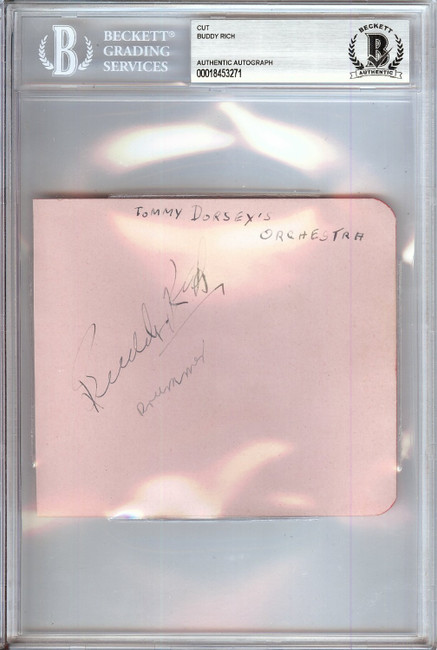 Buddy Rich Signed Autographed Cut Signature Jazz Drummer Legend BAS 3271