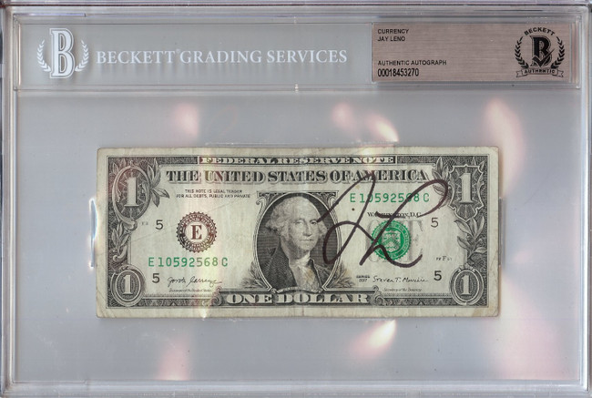 Jay Leno Signed Autographed One Dollar Bill The Tonight Show $1 BAS 3270