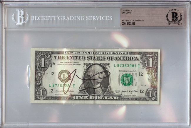 Jay Leno Signed Autographed One Dollar Bill The Tonight Show $1 BAS 3262