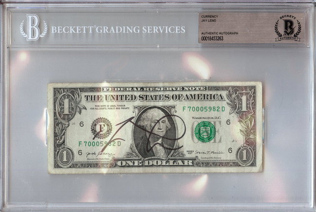 Jay Leno Signed Autographed One Dollar Bill The Tonight Show $1 BAS 3263