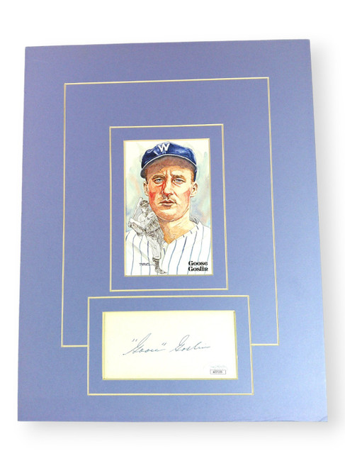 Goose Goslin Signed Autographed Index Card w/Matted Postcard  11X14 JS AZ37255