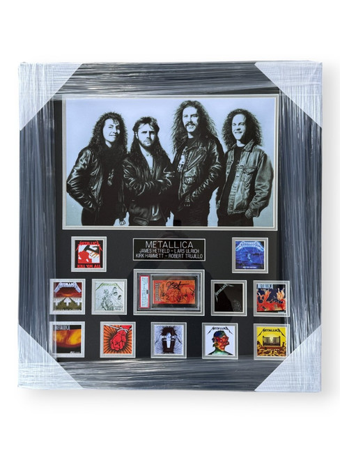 Metallica Signed Slabbed Concert Ticket James Hetfield Lars Ulrich +2 Framed PSA