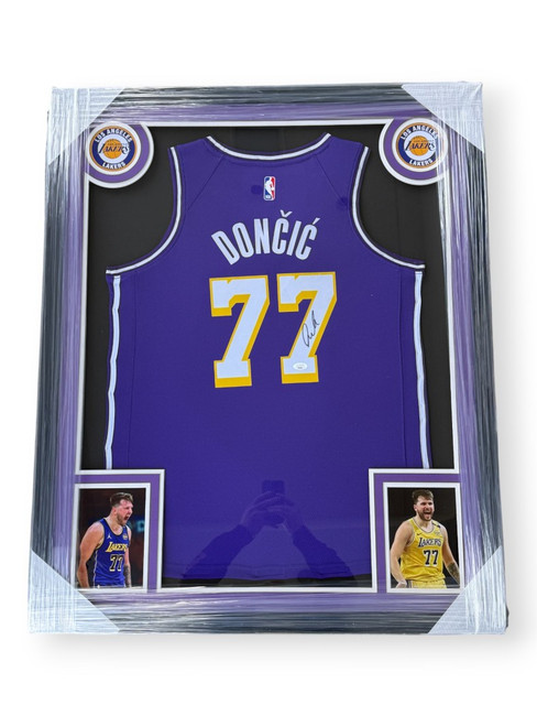 Luka Doncic Signed Autographed Purple Jersey Lakers Custom Framed JSA LOA