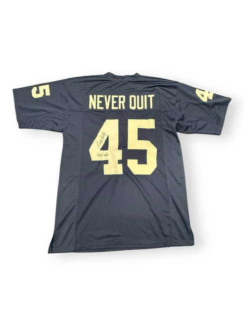 Rudy Ruettiger Signed Autographed Custom Football Jersey "Never Quit" JSA