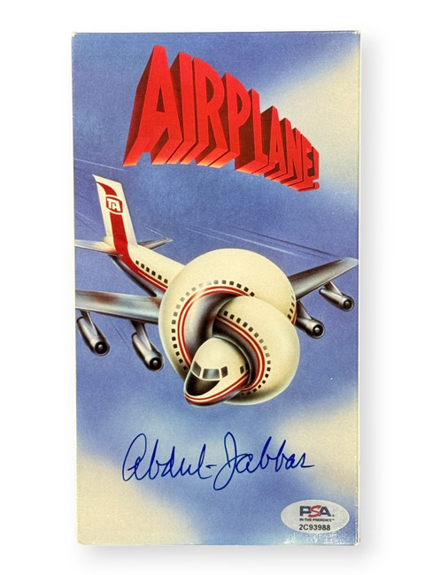 Kareem Abdul-Jabbar Signed VHS Airplane Tape Cover W/ Tape Lakers PSA 2C93988