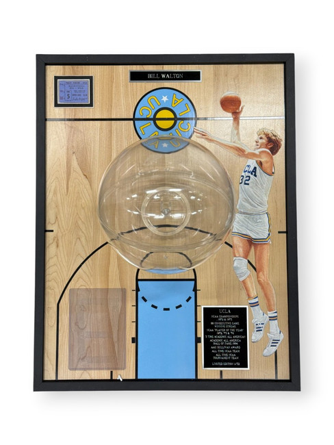 Bill Walton Hand Painted UCLA Floor Board W/ Basketball Display + Ticket