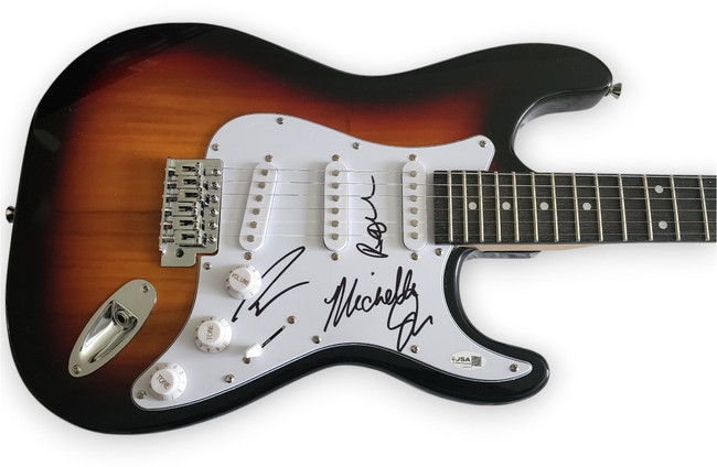 Cannons Signed Band Guitar Paul Davis Ryan Clapman Michelle Joy JSA CJ08443