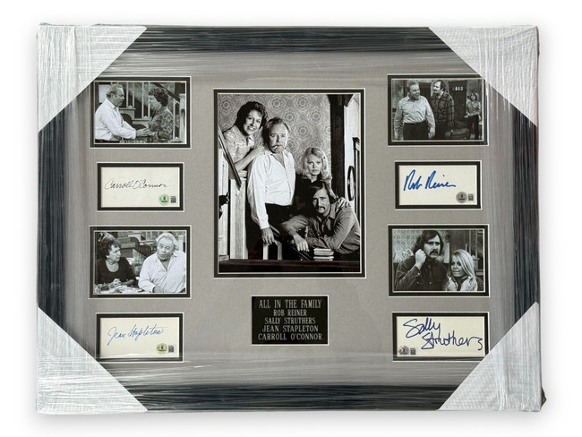 All In The Family Signed Cuts Rob Reiner Carroll O'Connor +2 Custom Framed BAS
