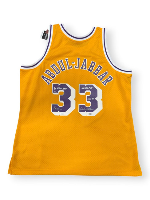 Kareem Abdul-Jabbar Signed Limited Edition Stat Swingman Jersey /33 Lakers PSA