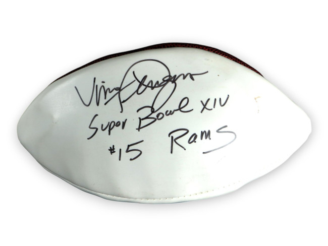 Vince Ferragamo Signed Autographed Football "SB XIV Rams #15" BAS BU81794