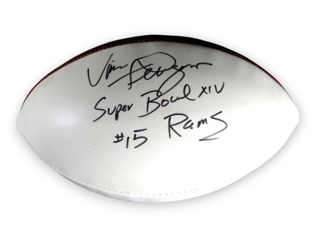 Vince Ferragamo Signed Autographed Football "SB XIV Rams #15" BAS BU81795