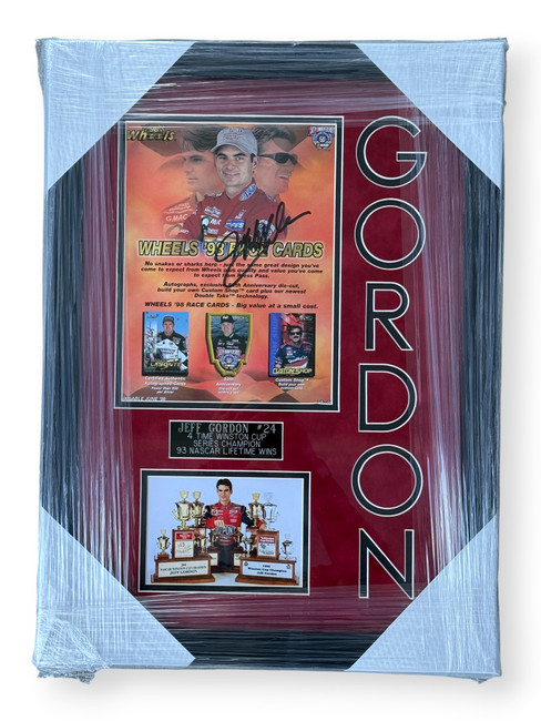 Jeff Gordon Signed Autographed 8x10 Photo Wheels '93 Race Card Framed W/ COA