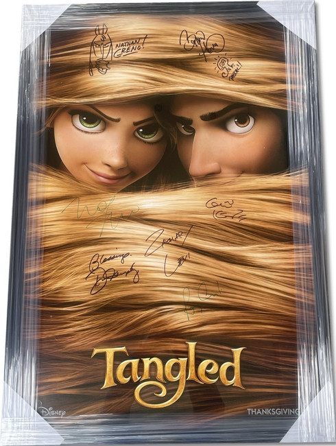 Tangled Signed Cast Autographed Poster Zachary Levi +6 Framed JSA