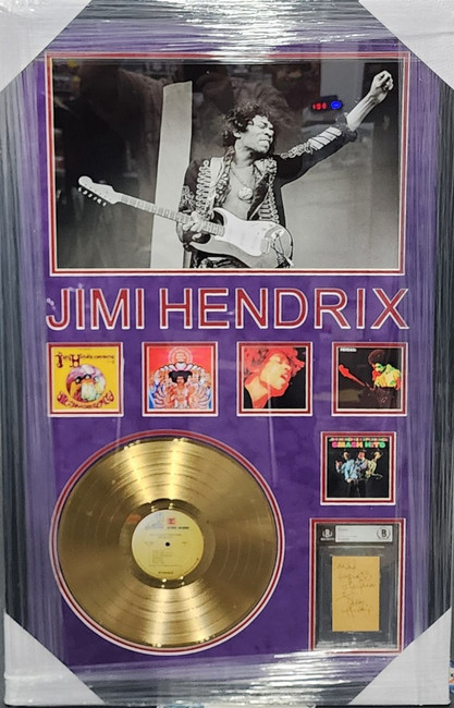 Jimi Hendrix Signed Slabbed Cut "Love And Happiness To You Forever" Framed BAS