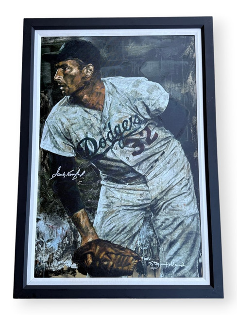 Sandy Koufax Autographed Canvas Stephen Holland 22/72 Dodgers Framed W/ COA