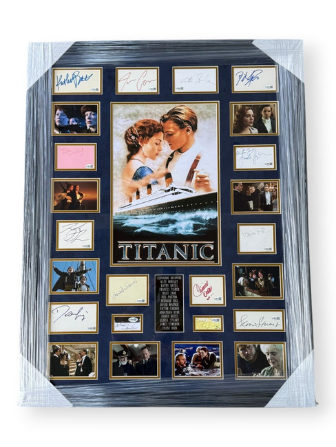 Titanic Signed Cast Cuts Leonardo DiCaprio Kathy Bates Billy Zane +11 Framed JSA