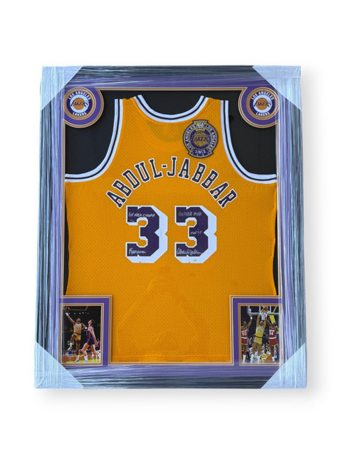 Kareem Abdul-Jabbar Signed Jersey "6x NBA Champ" 20/33 Lakers Patch Framed JSA