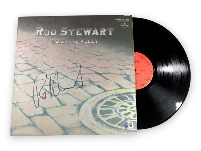 Rod Stewart Signed Autographed Record Album Cover Gasoline Alley BAS BU96820
