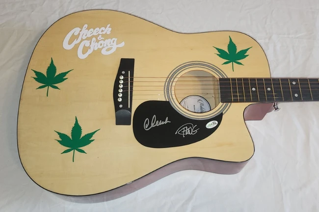 Cheech & Chong Signed Autographed Custom Guitar Up In Smoke JSA CK19928